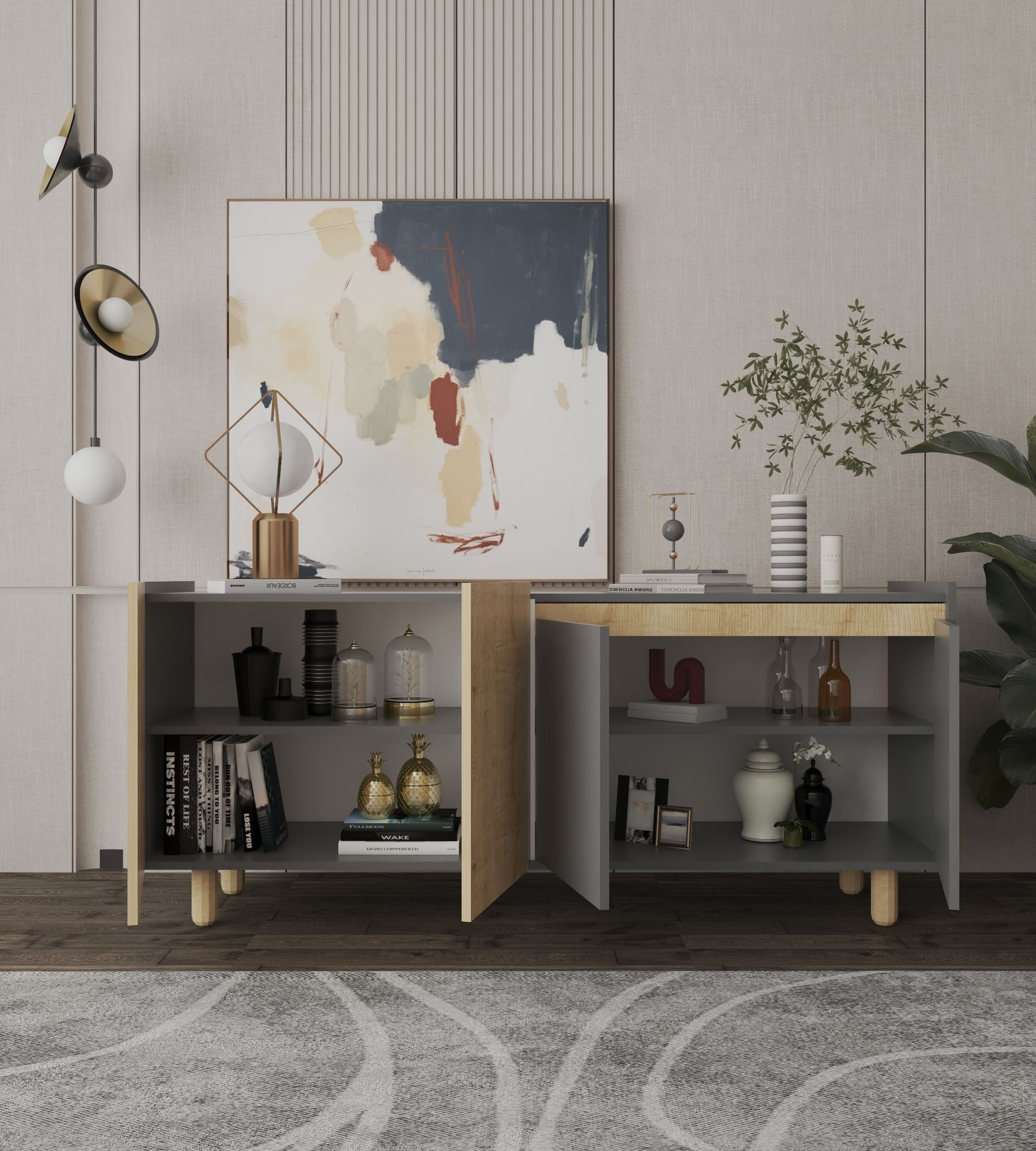 Consola Ravenna Modern 180, 180 x 75 x 45 cm, PAL melaminat, spatiu de depozitare, fixare pe perete, capacitate 30 kg — imaginea 3
