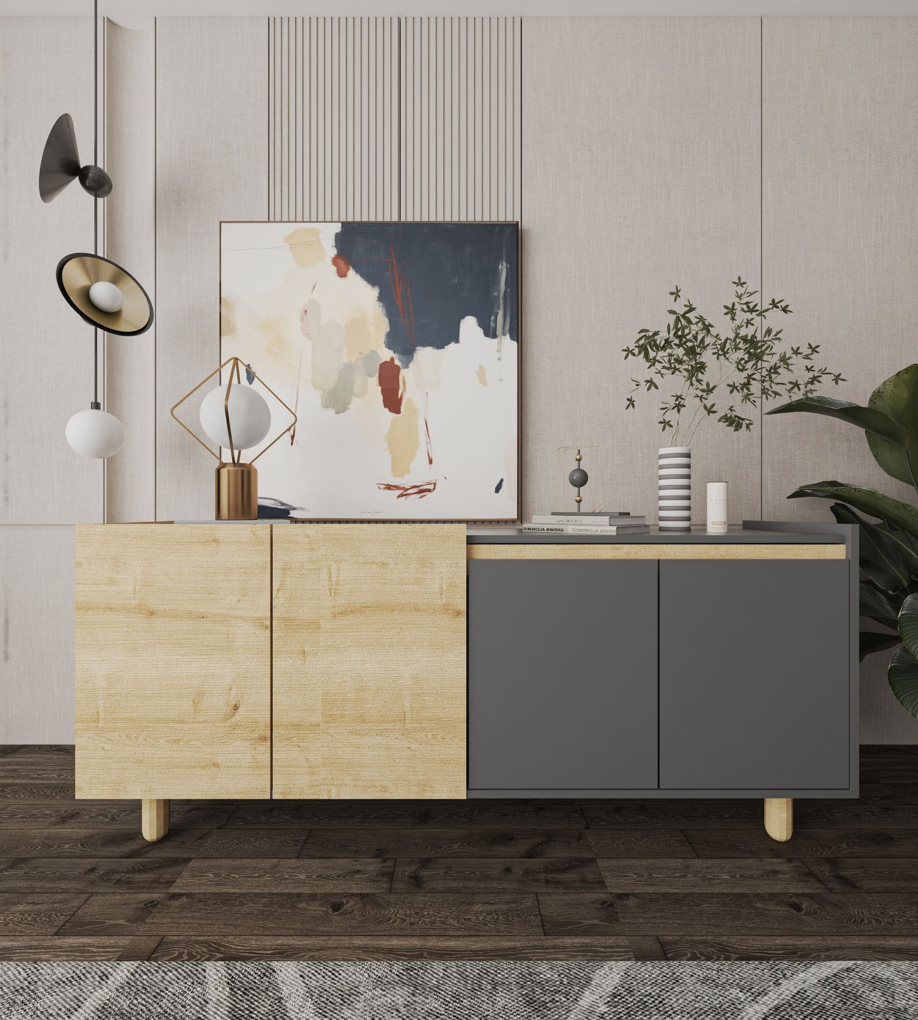 Consola Ravenna Modern 180, 180 x 75 x 45 cm, PAL melaminat, spatiu de depozitare, fixare pe perete, capacitate 30 kg — imaginea 4