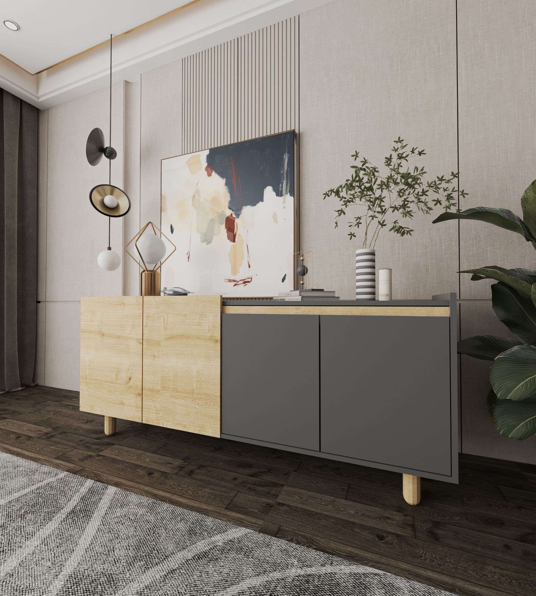 Consola Ravenna Modern 180, 180 x 75 x 45 cm, PAL melaminat, spatiu de depozitare, fixare pe perete, capacitate 30 kg — imaginea 5