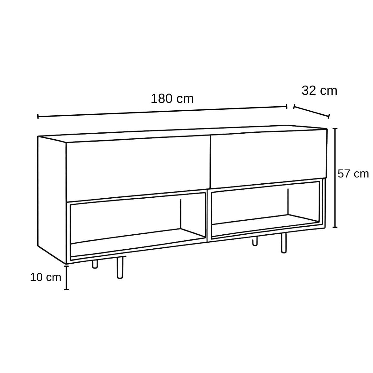 Comodă TV Ekol Down, 180 x 67 x 32 cm, PAL melaminat — imaginea 5