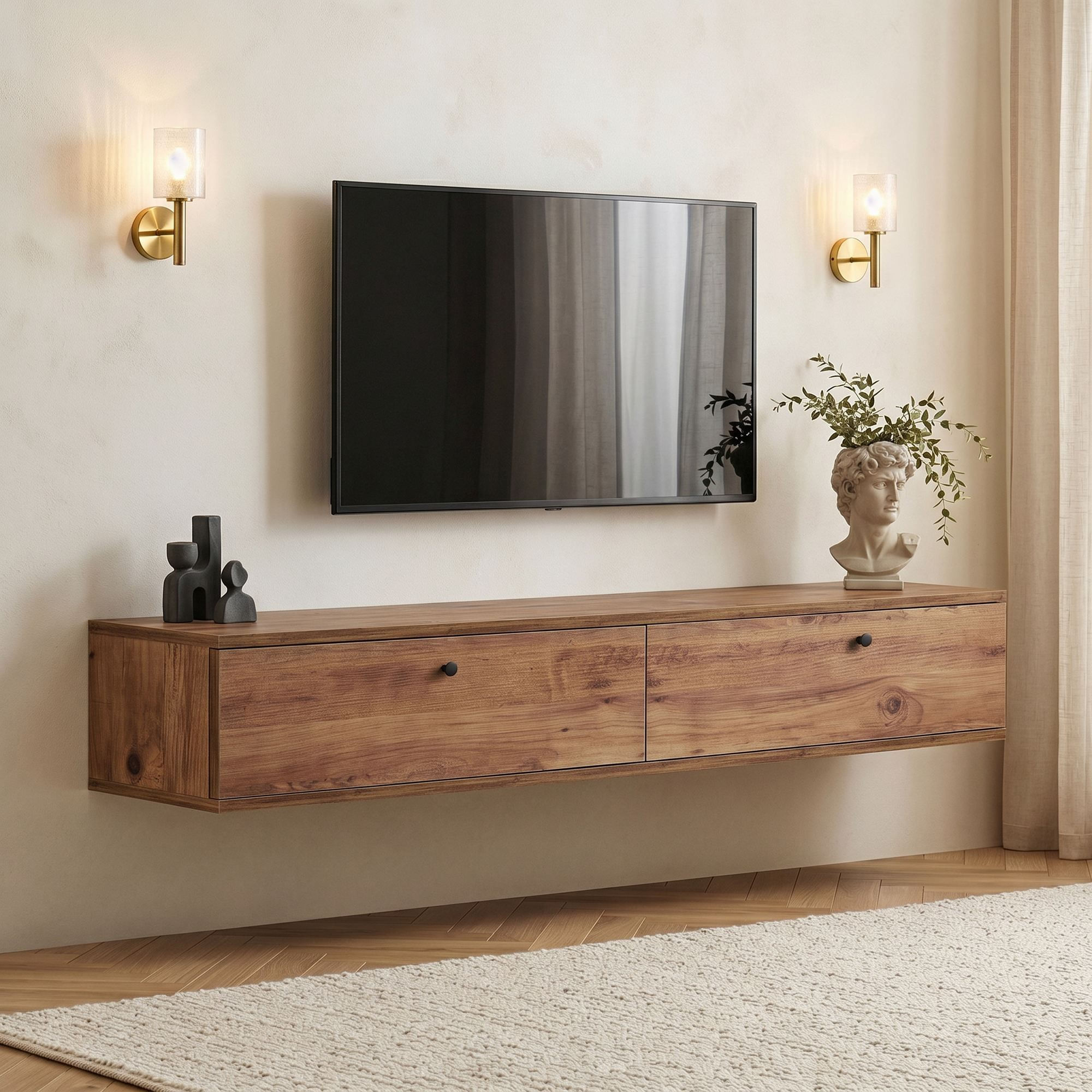 Comodă TV Ligne 160, 160 x 25 x 25 cm, PAL melaminat, fixare pe perete, capacitate 35 kg — imaginea 6