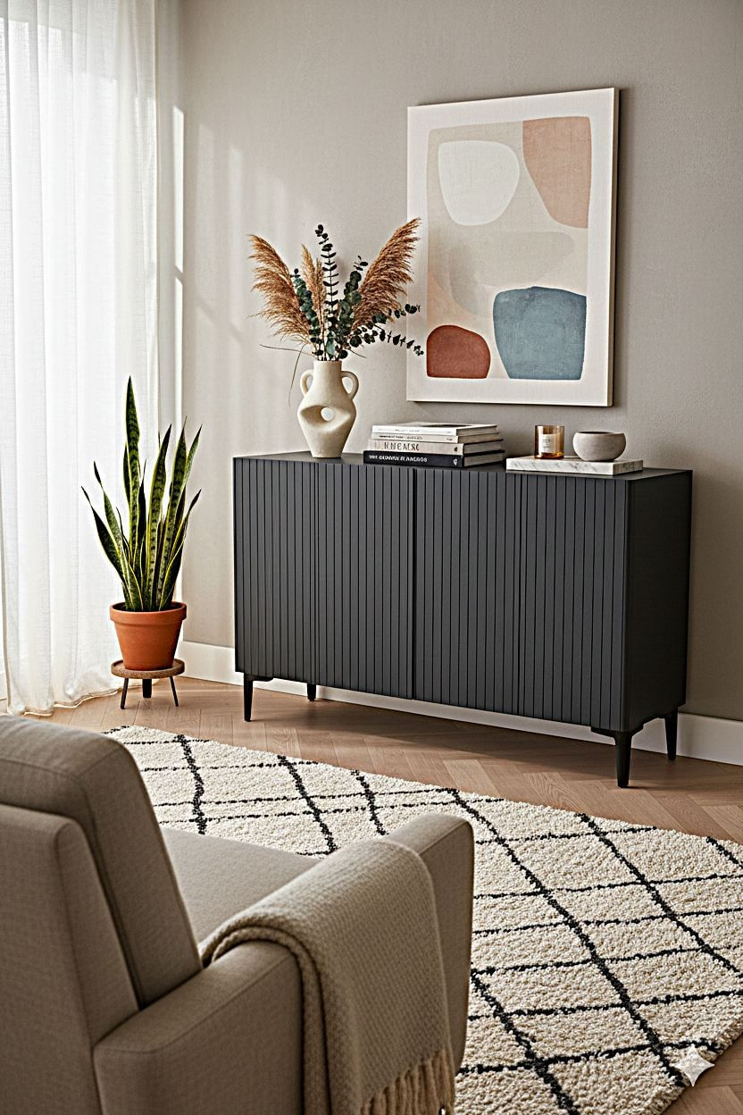 Consola Zeynep 120, 120 x 79 x 32 cm, PAL melaminat, spatiu de depozitare, fixare pe perete — imaginea 6