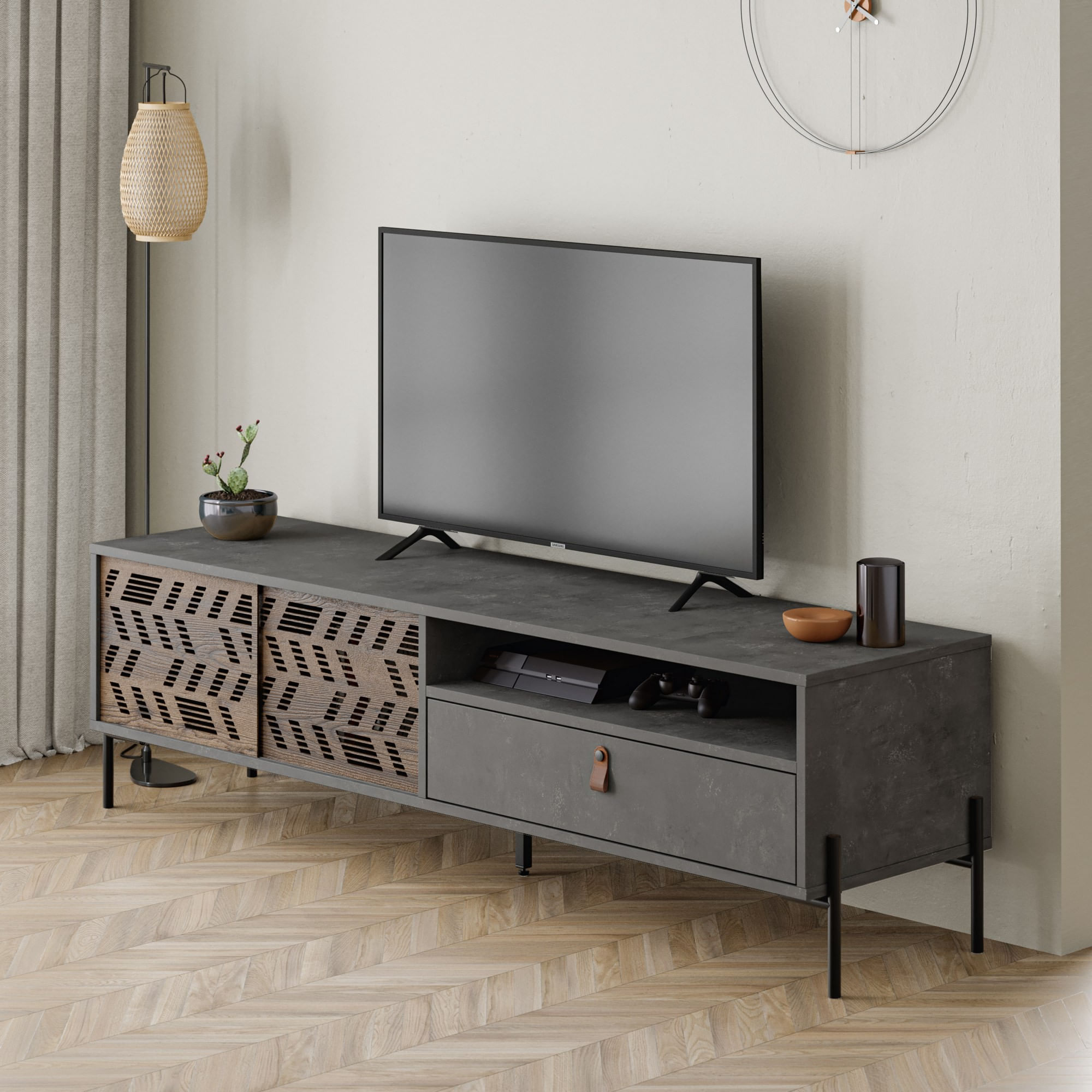 Comodă TV Dionysos, 170 x 48, 6 x 45 cm, PAL melaminat, spațiu de depozitare — imaginea 5
