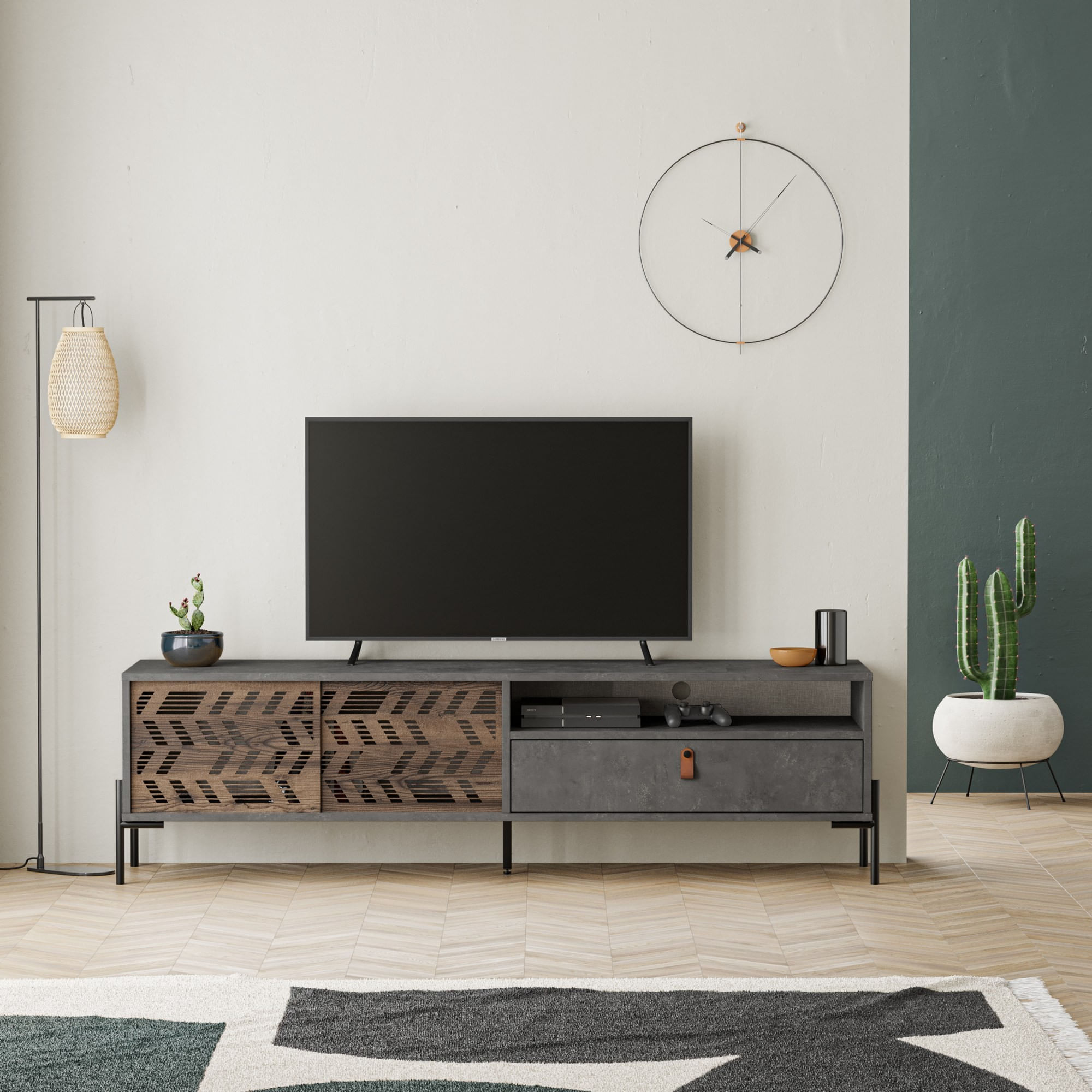 Comodă TV Dionysos, 170 x 48, 6 x 45 cm, PAL melaminat, spațiu de depozitare — imaginea 6