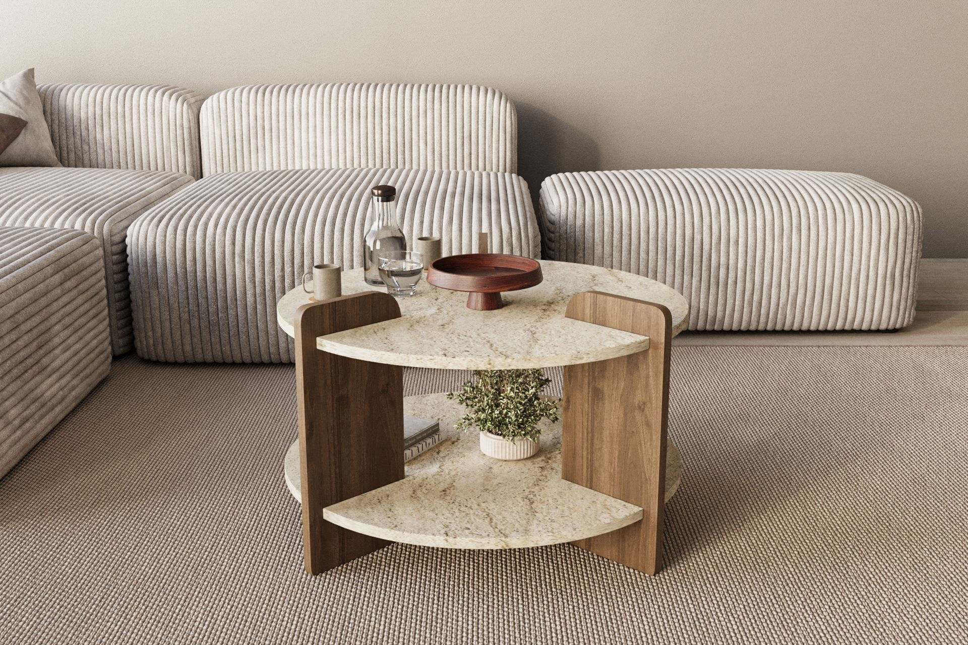Masă de cafea Oalla, 70 x 45 x 70 cm, PAL melaminat, design compact — imaginea 5