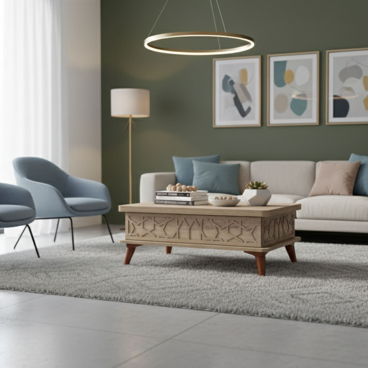 Masă de cafea Ada, 90 x 38 x 60 cm, PAL melaminat, design compact — imaginea 3