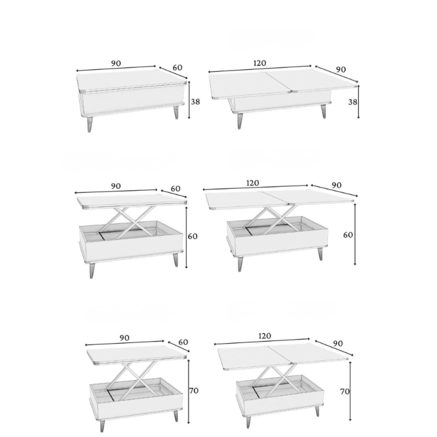 Masă de cafea Ada, 90 x 38 x 60 cm, PAL melaminat, design compact — imaginea 5