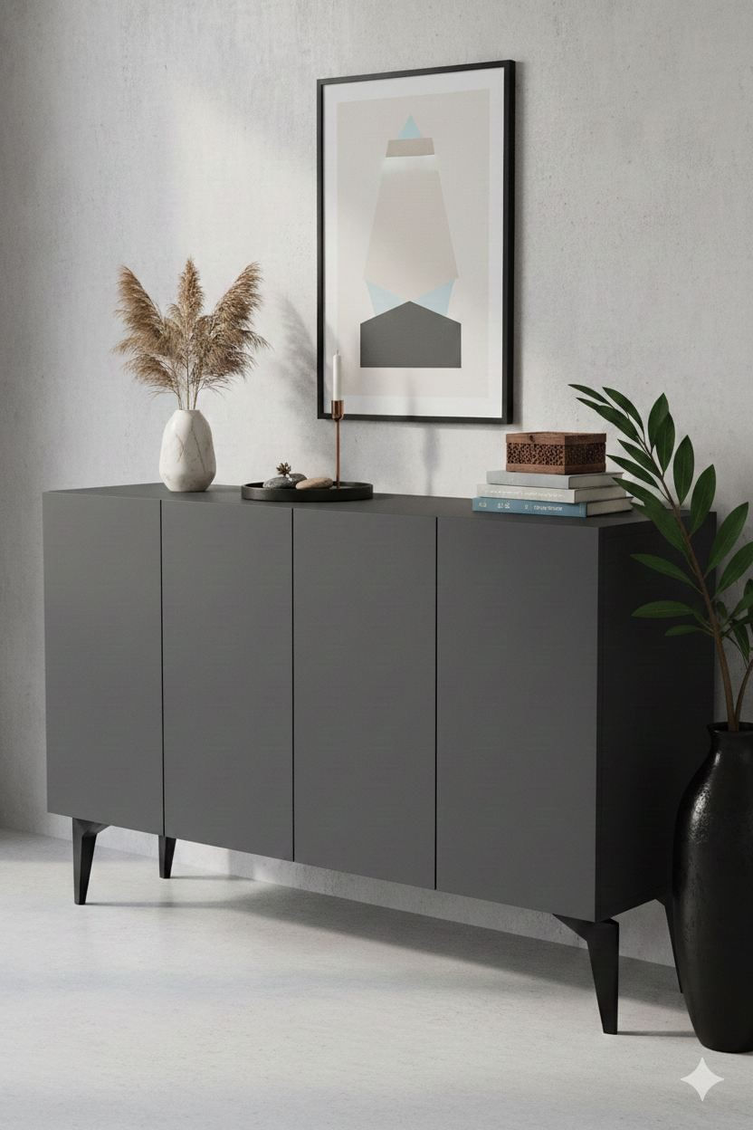 Consola Lipa 120, 120 x 79 x 32 cm, PAL melaminat, spatiu de depozitare, fixare pe perete