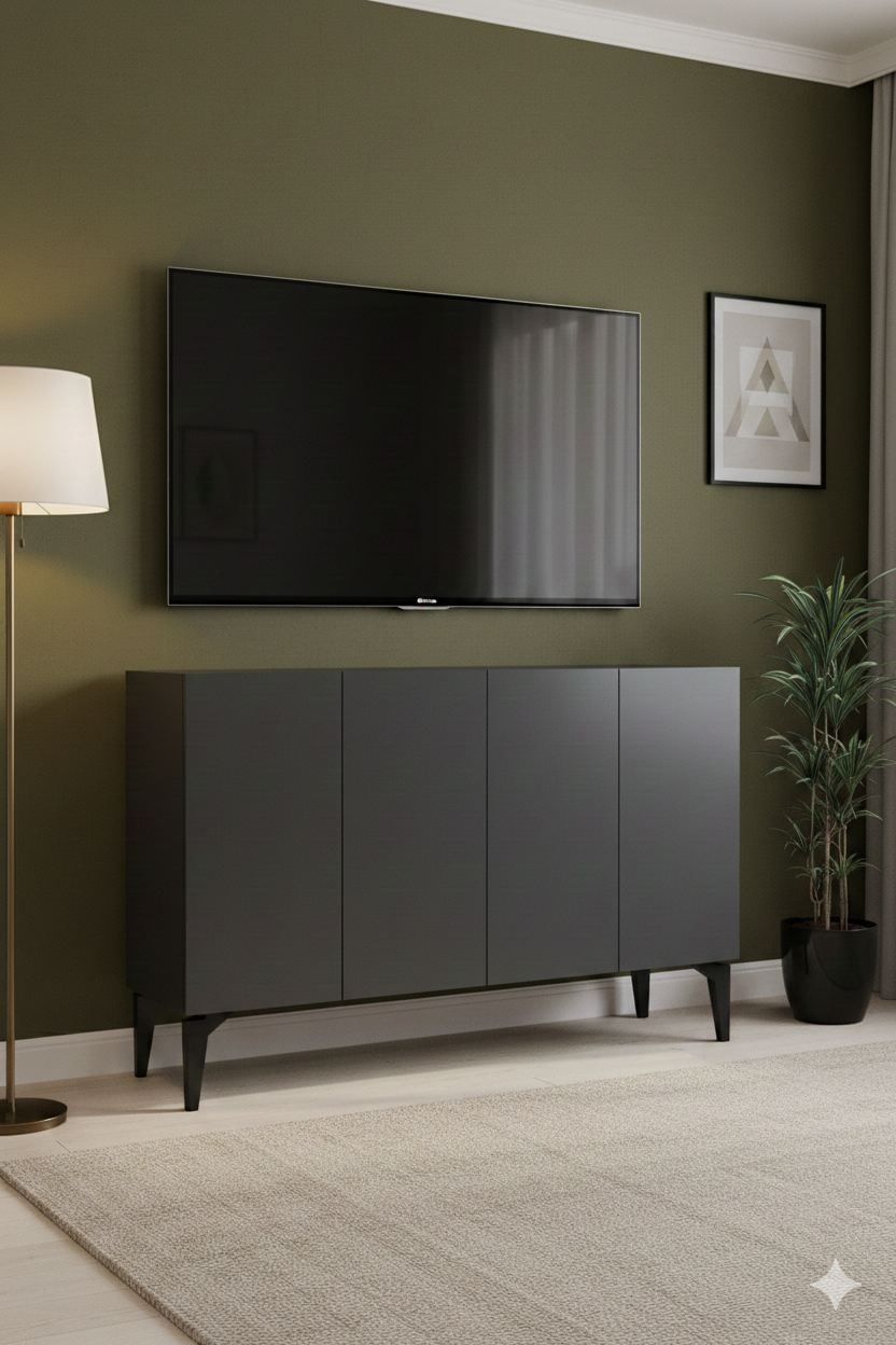 Consola Lipa 120, 120 x 79 x 32 cm, PAL melaminat, spatiu de depozitare, fixare pe perete — imaginea 2
