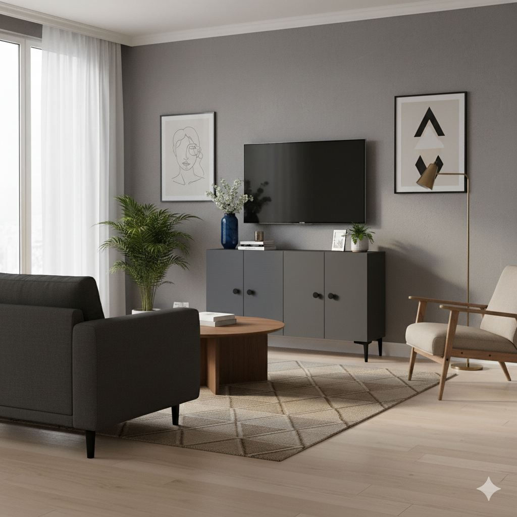 Consola Pella 120, 120 x 75 x 32 cm, PAL melaminat, spatiu de depozitare, fixare pe perete — imaginea 3