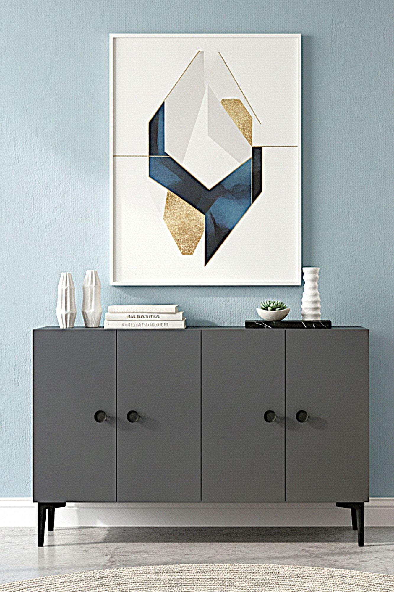 Consola Pella 120, 120 x 75 x 32 cm, PAL melaminat, spatiu de depozitare, fixare pe perete — imaginea 8