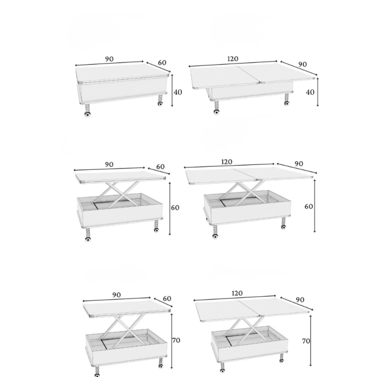 Masă de cafea Helsinki, 90 x 40 x 60 cm, PAL melaminat, design compact — imaginea 4