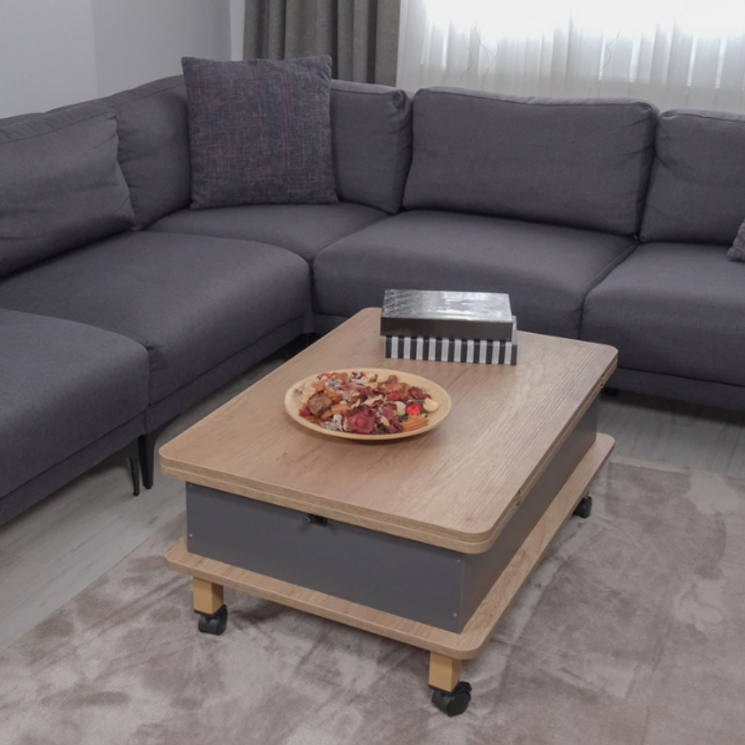 Masă de cafea Helsinki, 90 x 40 x 60 cm, PAL melaminat, design compact — imaginea 7