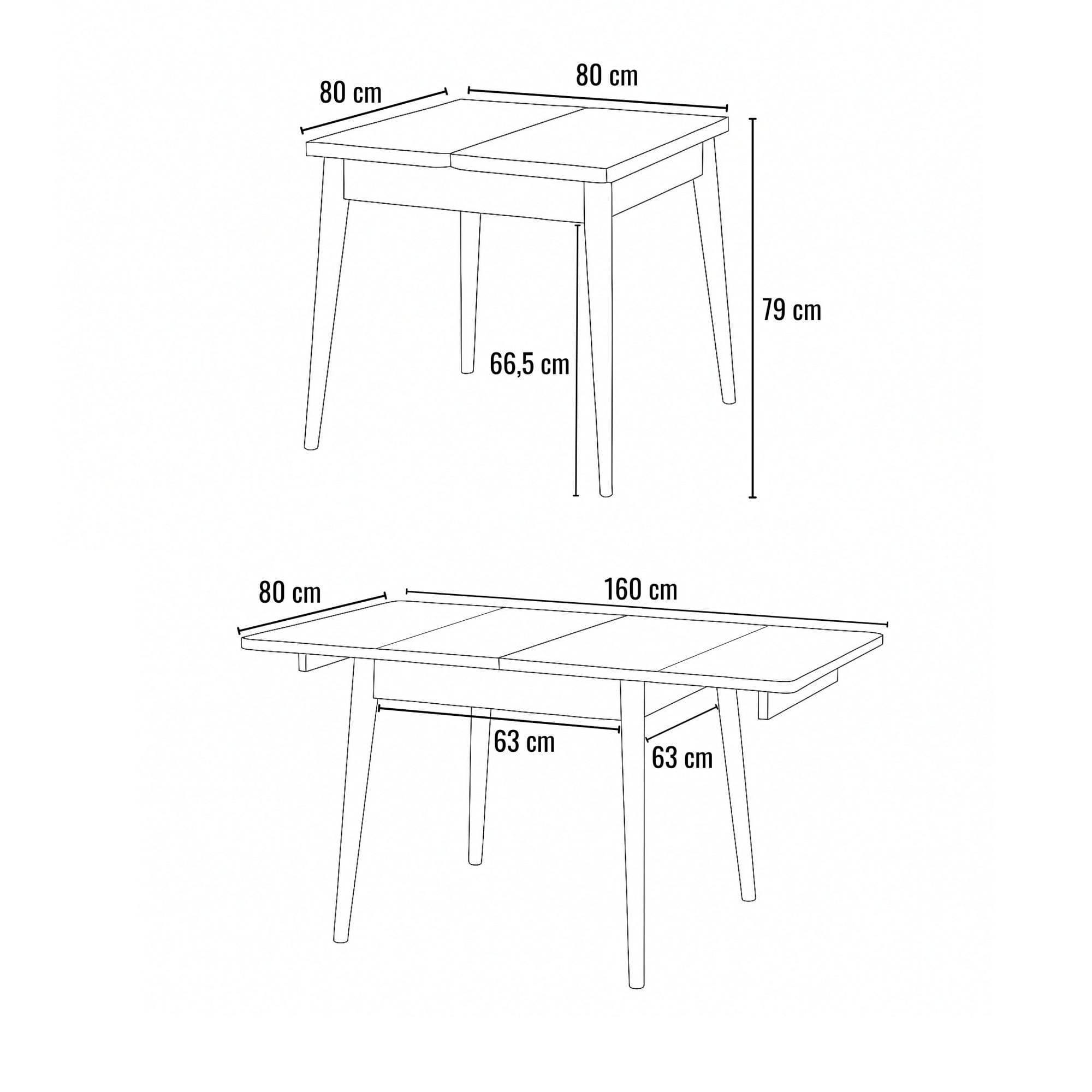 Masă dining Totem, 80 x 75 x 80 cm, PAL melaminat, capacitate 100 kg — imaginea 13