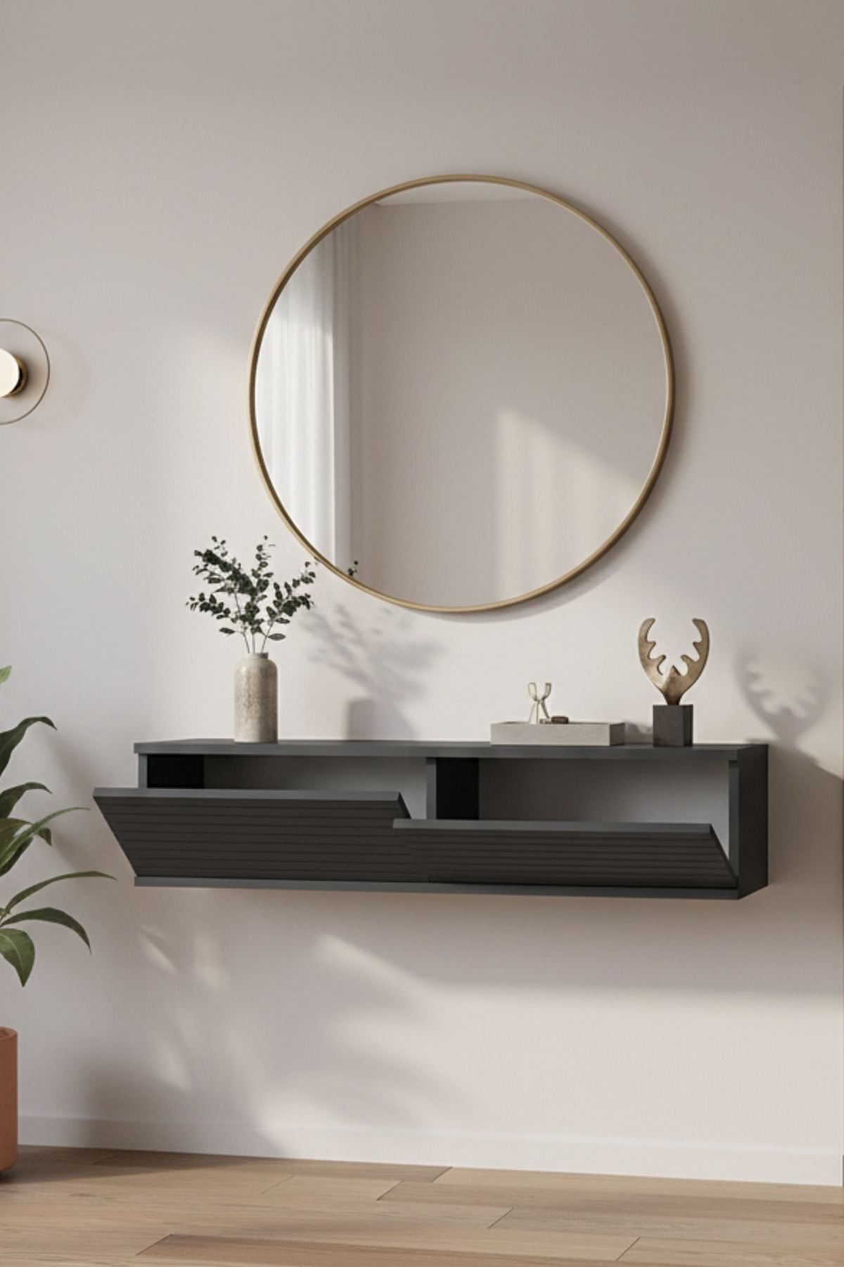 Comodă dormitor Zeynep 120, 120 x 25, 5 x 29, 6 cm, PAL melaminat, fixare pe perete — imaginea 5