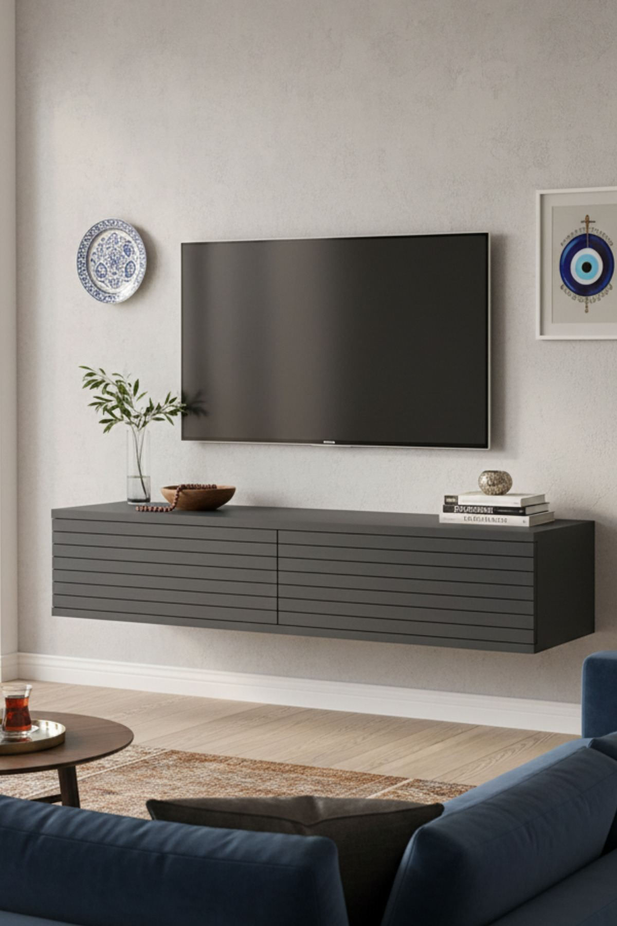 Comodă dormitor Zeynep 120, 120 x 25, 5 x 29, 6 cm, PAL melaminat, fixare pe perete — imaginea 7
