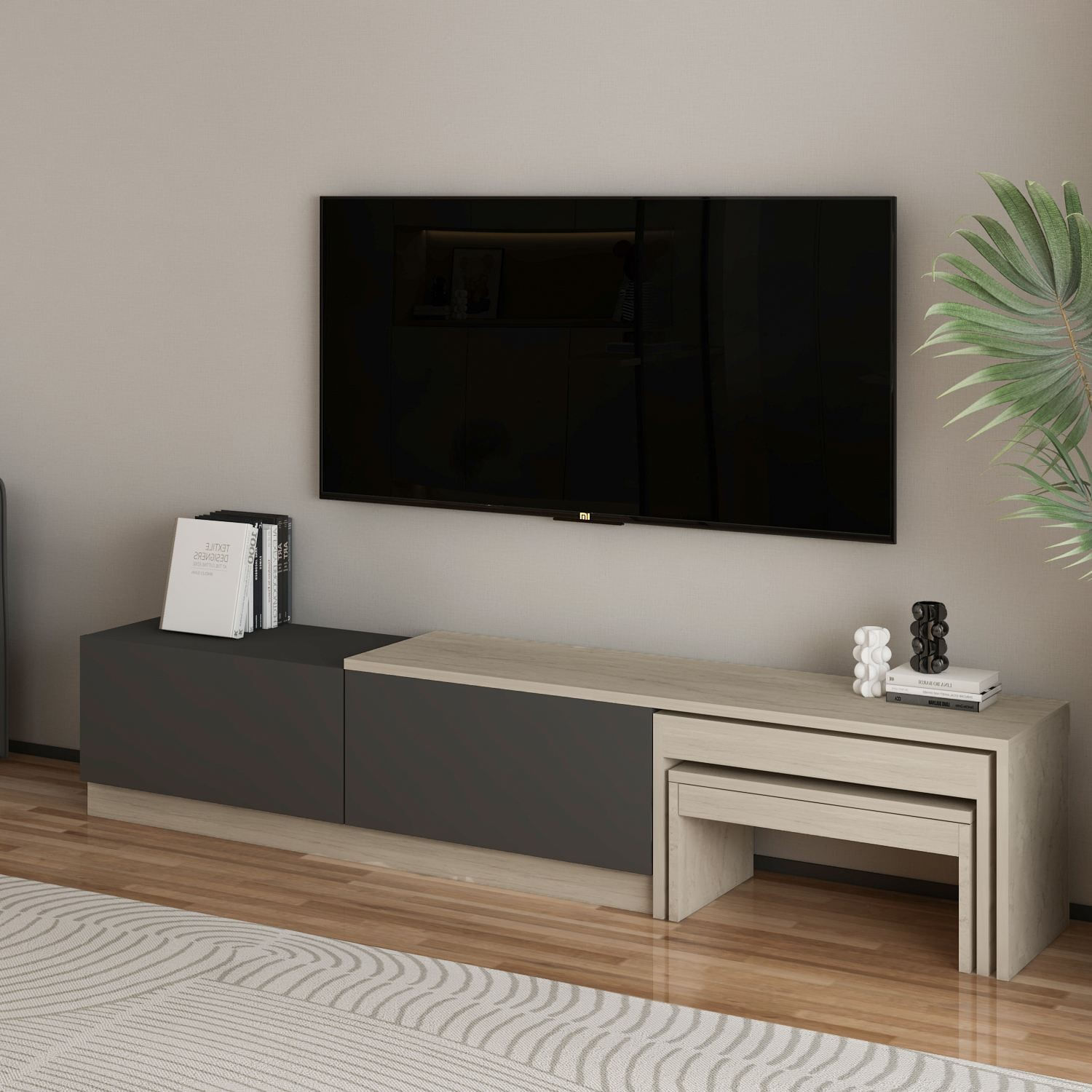 Comodă TV Nest, 180 x 36 x 30 cm, PAL melaminat, fixare pe perete — imaginea 2