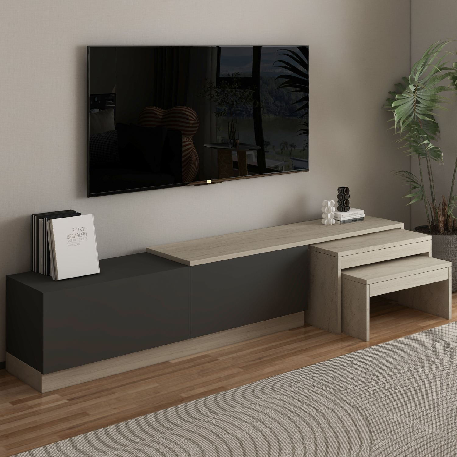 Comodă TV Nest, 180 x 36 x 30 cm, PAL melaminat, fixare pe perete — imaginea 3