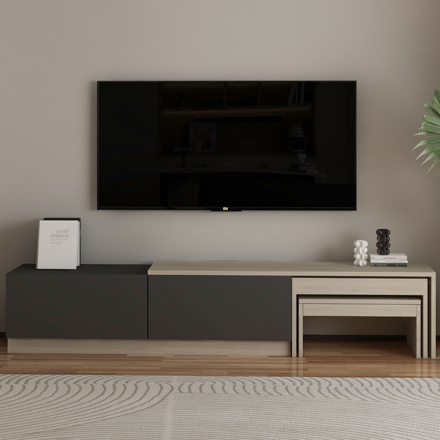 Comodă TV Nest, 180 x 36 x 30 cm, PAL melaminat, fixare pe perete — imaginea 4