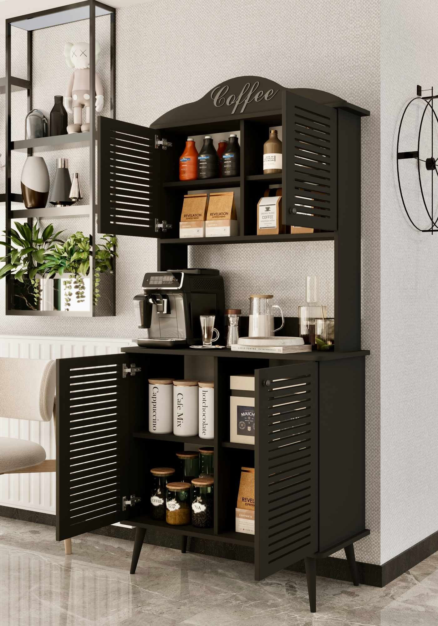 Dulap bar cafea Avior 90, 90 x 170 x 40 cm, MDF, capacitate 35 kg — imaginea 4