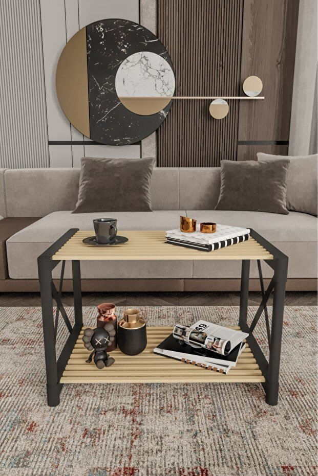 Masă de cafea PLS 1, 53 x 38 x 33 cm, lemn plastic, design compact — imaginea 2