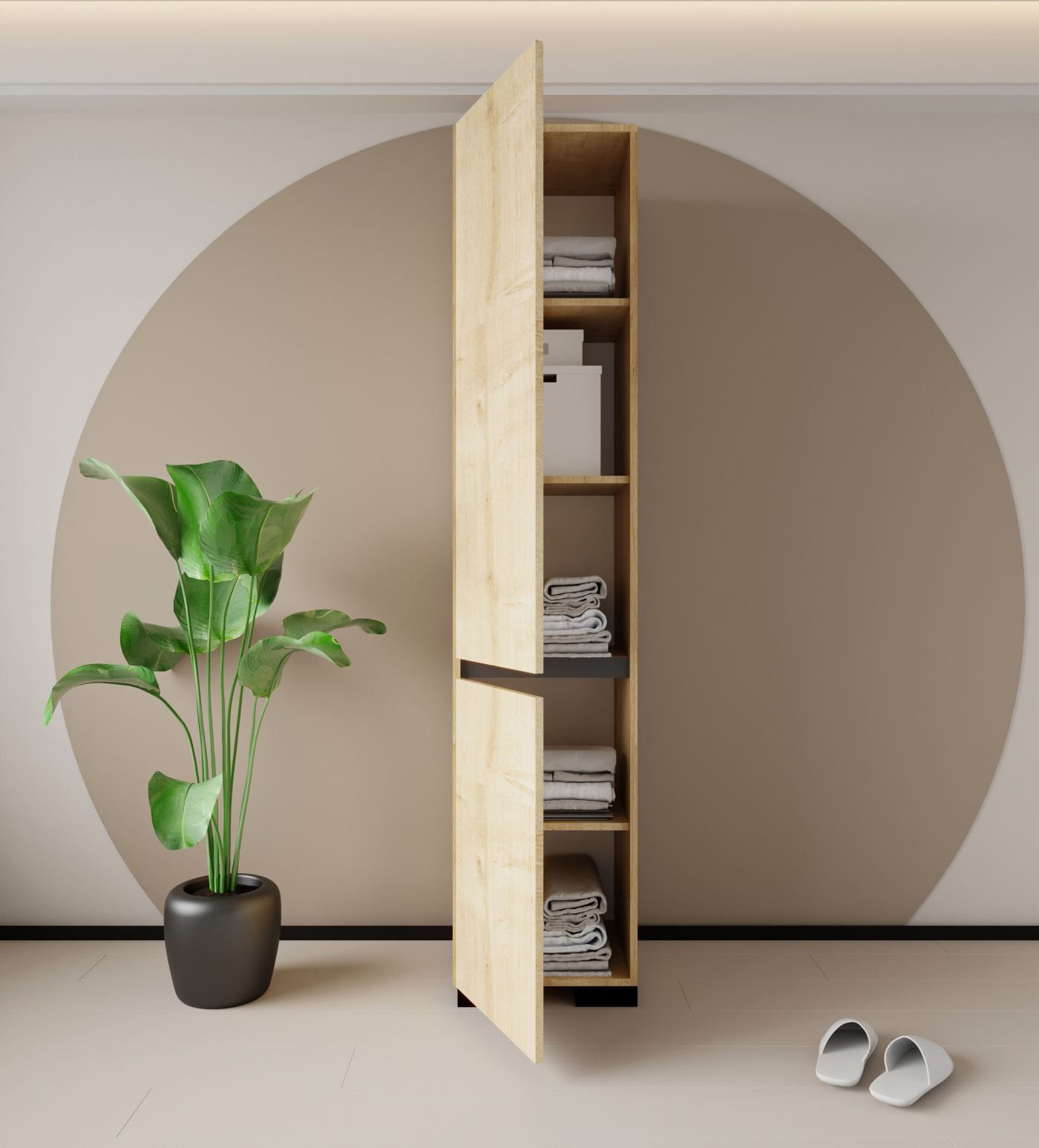 Dulap Floransa 45, 45 x 210 x 45 cm, PAL melaminat, spațiu de depozitare, fixare pe perete, capacitate 30 kg — imaginea 3