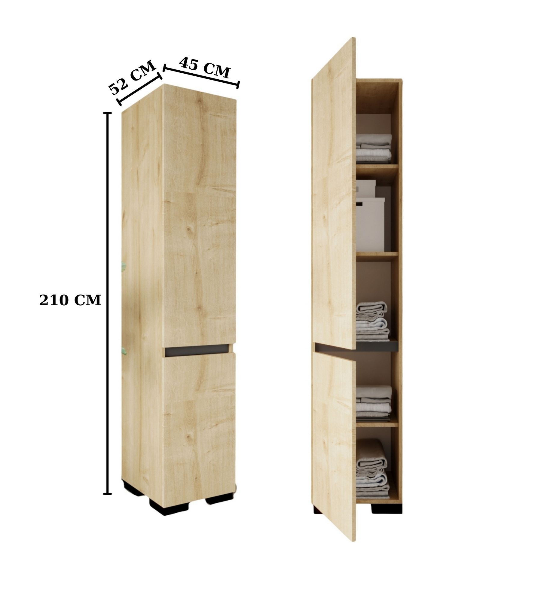 Dulap Floransa 45, 45 x 210 x 45 cm, PAL melaminat, spațiu de depozitare, fixare pe perete, capacitate 30 kg — imaginea 6