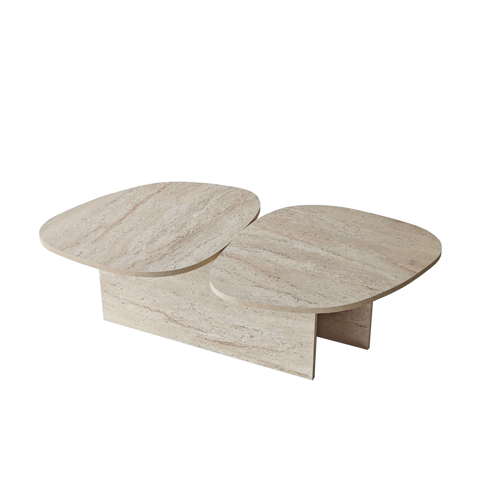 Masă de cafea Stones, 125 x 38 x 60 cm, PAL melaminat, design compact — imaginea 2