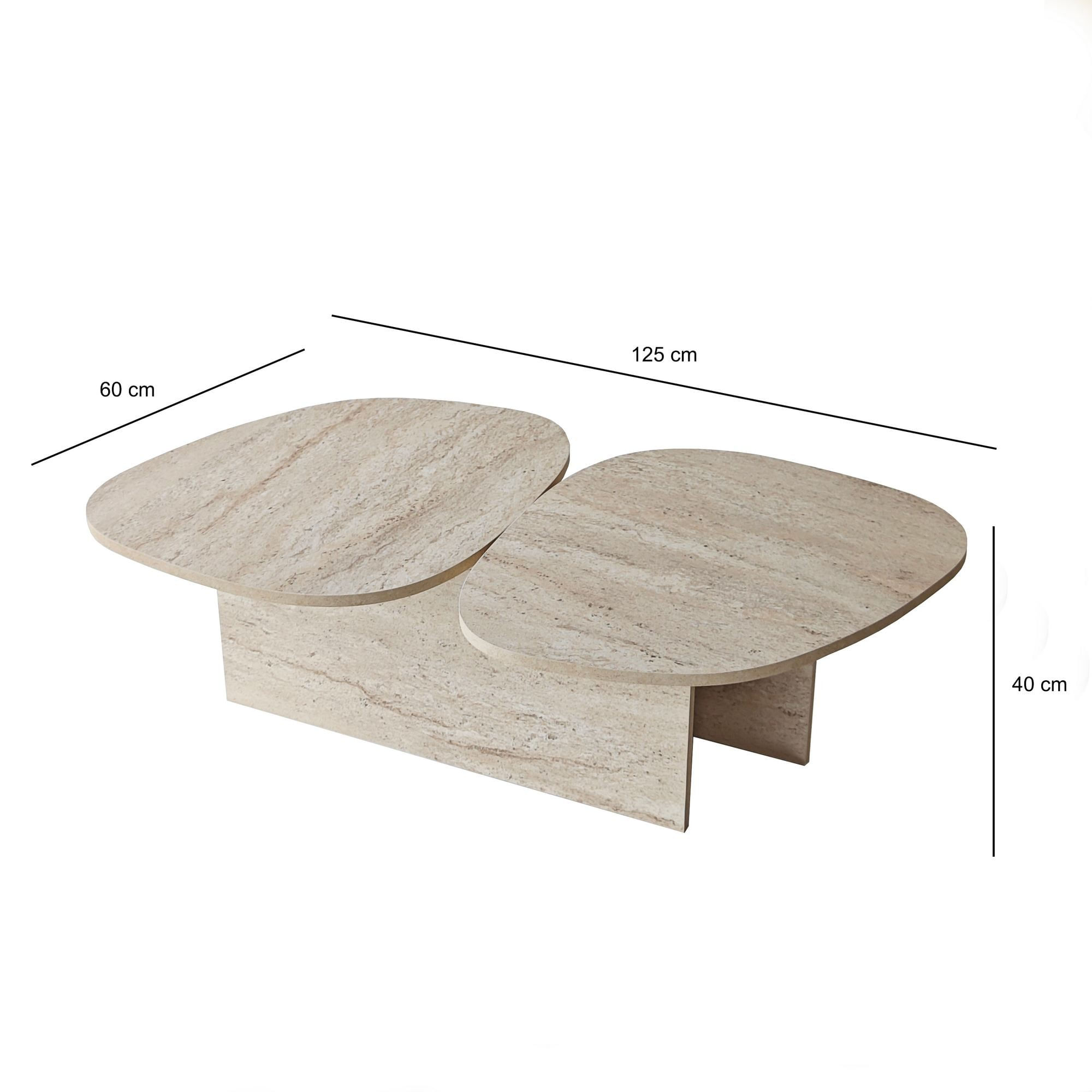 Masă de cafea Stones, 125 x 38 x 60 cm, PAL melaminat, design compact — imaginea 10