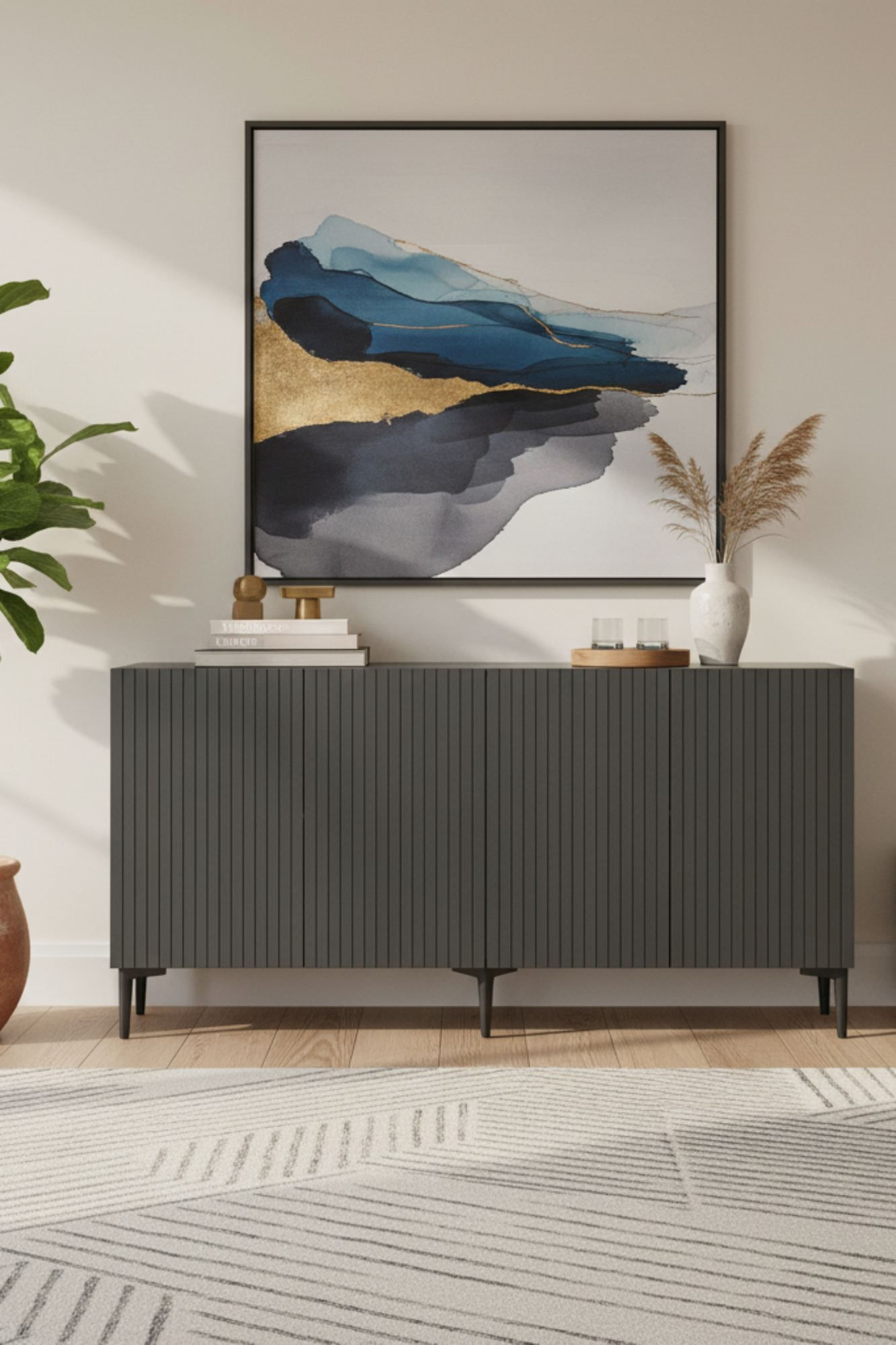 Consola Zeynep 150, 150 x 75 x 32 cm, PAL melaminat, spatiu de depozitare, fixare pe perete — imaginea 4