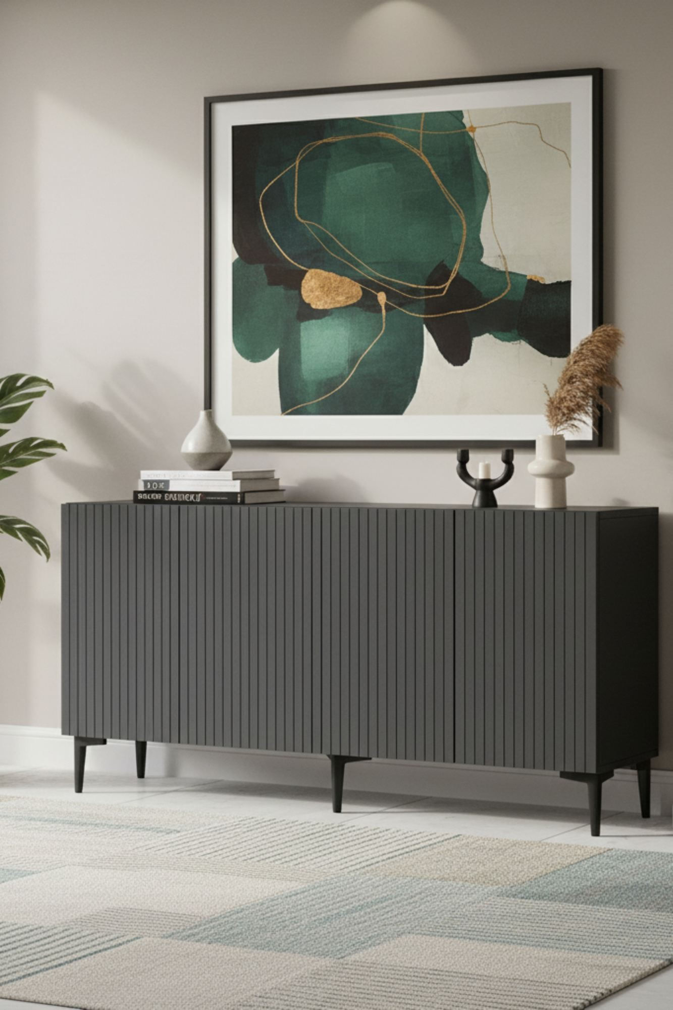 Consola Zeynep 150, 150 x 75 x 32 cm, PAL melaminat, spatiu de depozitare, fixare pe perete — imaginea 5