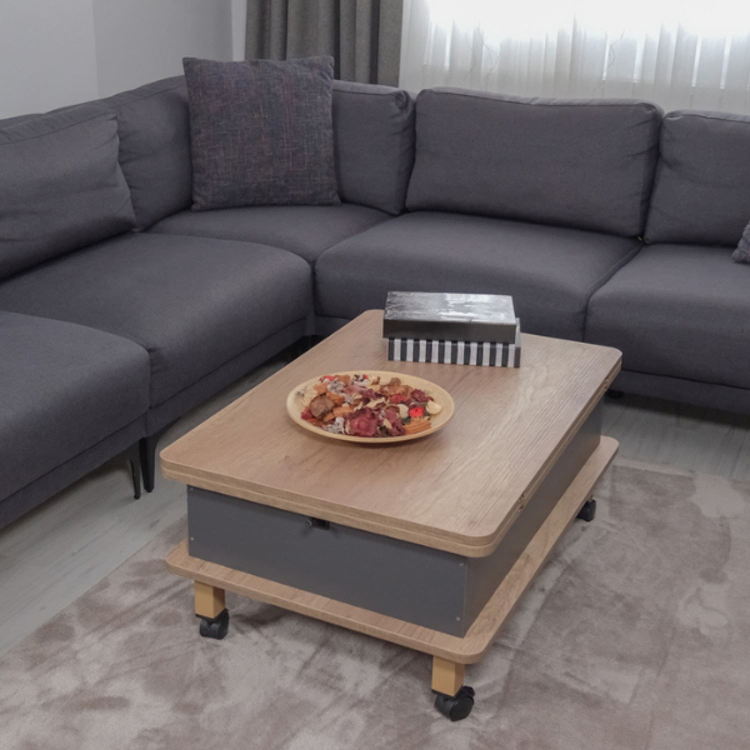 Masă de cafea Dy Adt, 90 x 40 x 60 cm, PAL melaminat, design compact — imaginea 7