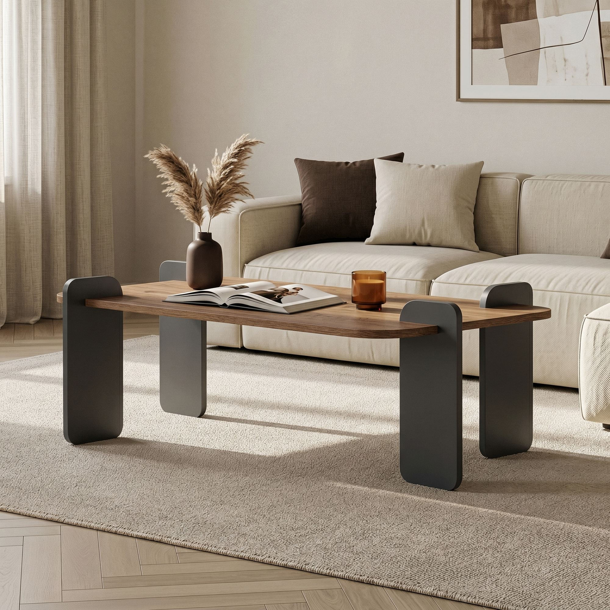 Masă de cafea Renard, 147 x 35 x 87 cm, PAL melaminat, design compact — imaginea 9