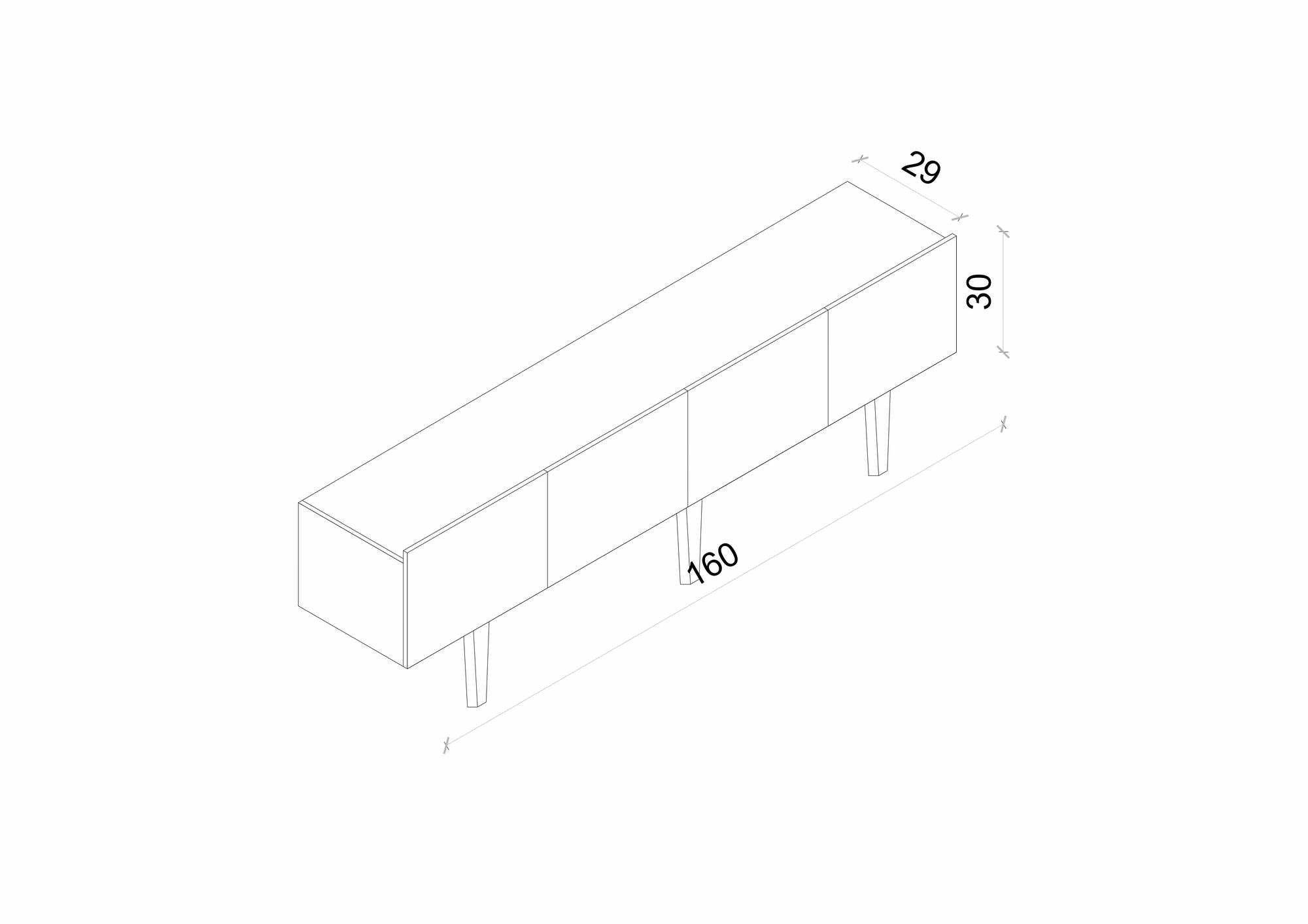 Comodă TV Capella 160, 160 x 50 x 29 cm, MDF, capacitate 29 kg — imaginea 4