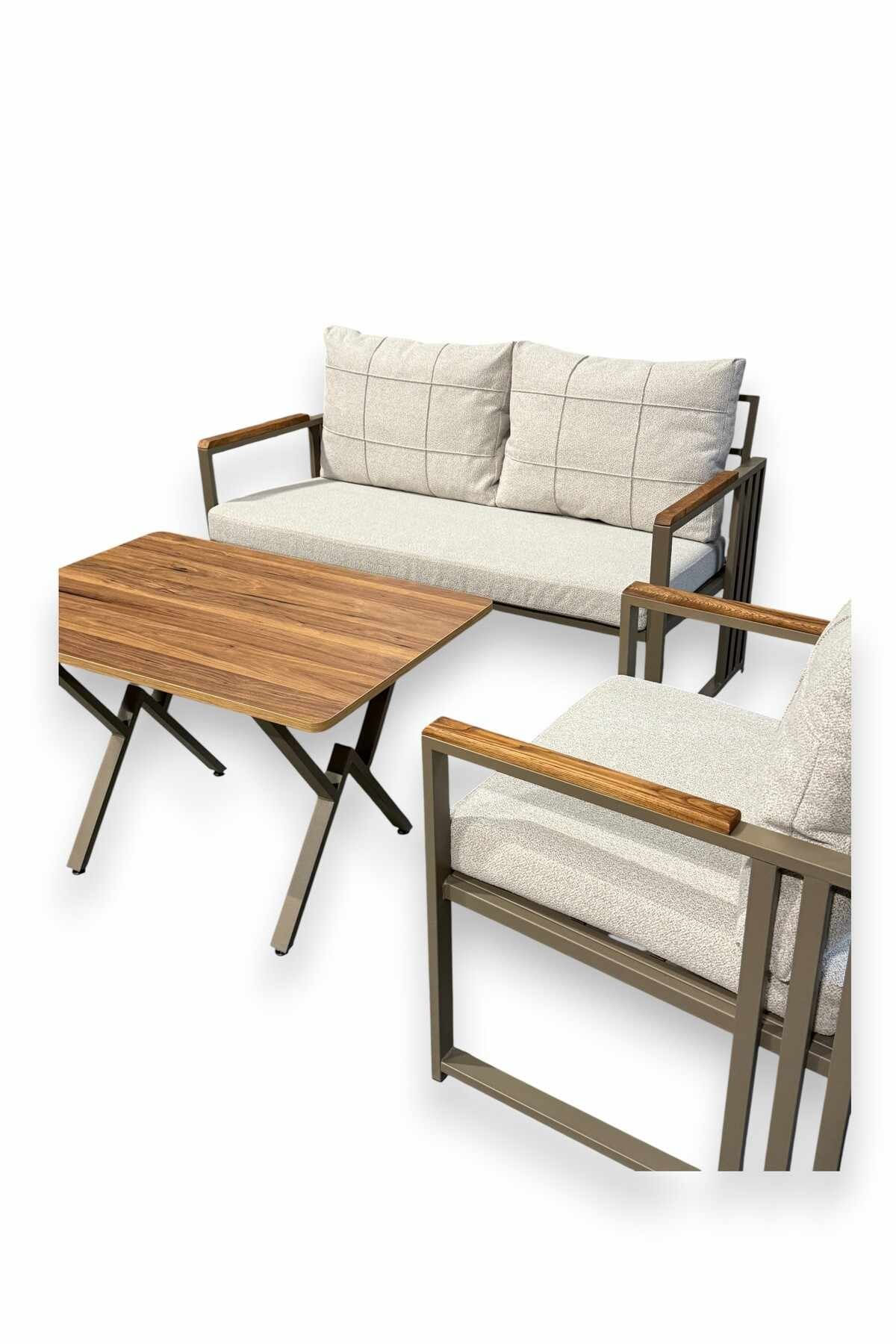 Set lounge grădină Fatsa 2+1+1, 125 x 78 x 58 cm, metal — imaginea 2