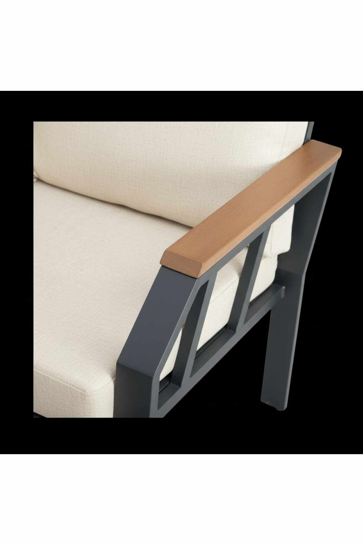 Set lounge grădină Nergiz 3+1+1, 200 x 78 x 58 cm, metal — imaginea 2