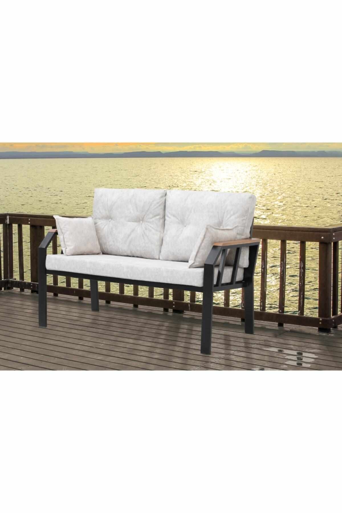 Set lounge grădină Nergiz 2+1+1, 120 x 78 x 58 cm, metal — imaginea 2