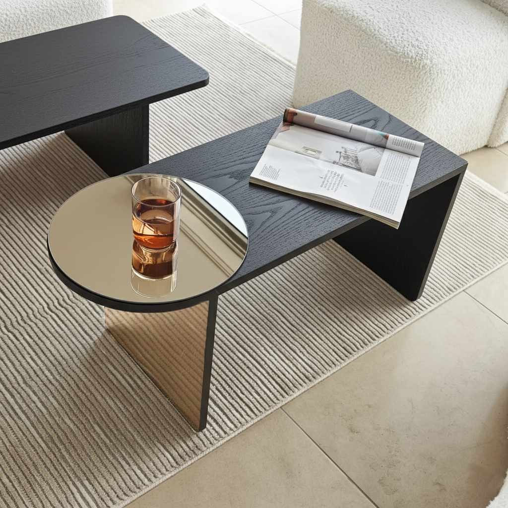 Set măsuțe suprapuse, 2 piese Luna, 82 x 40 x 33 cm, PAL melaminat — imaginea 3