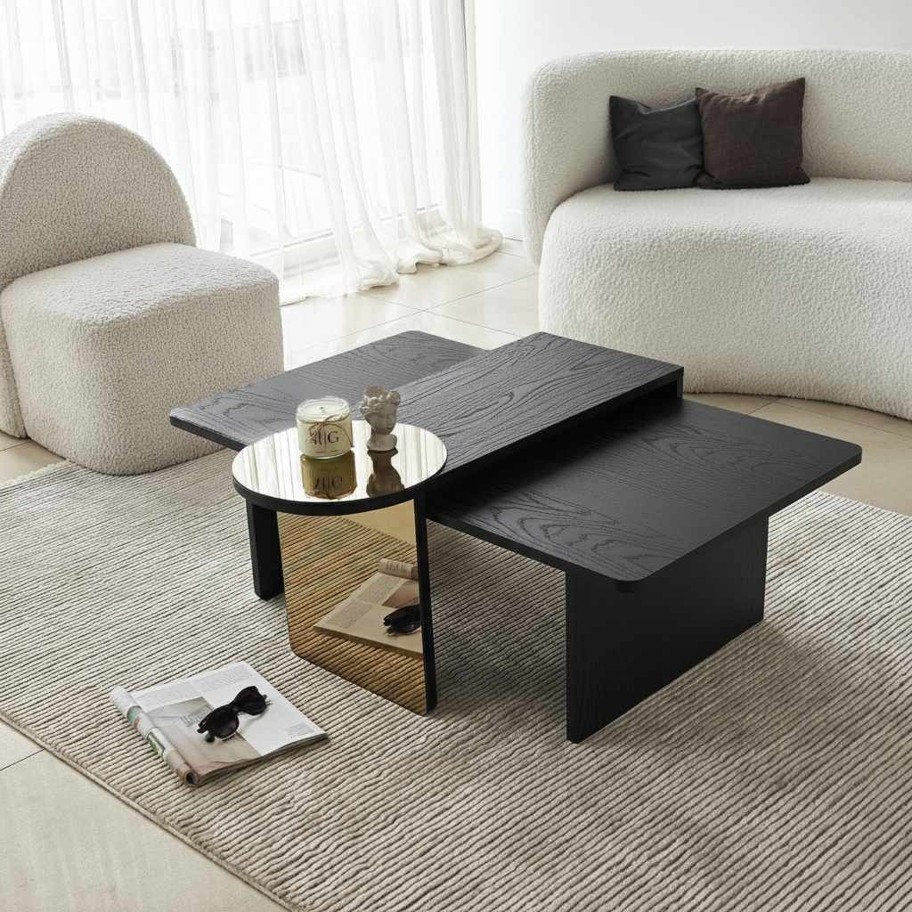 Set măsuțe suprapuse, 2 piese Luna, 82 x 40 x 33 cm, PAL melaminat — imaginea 6