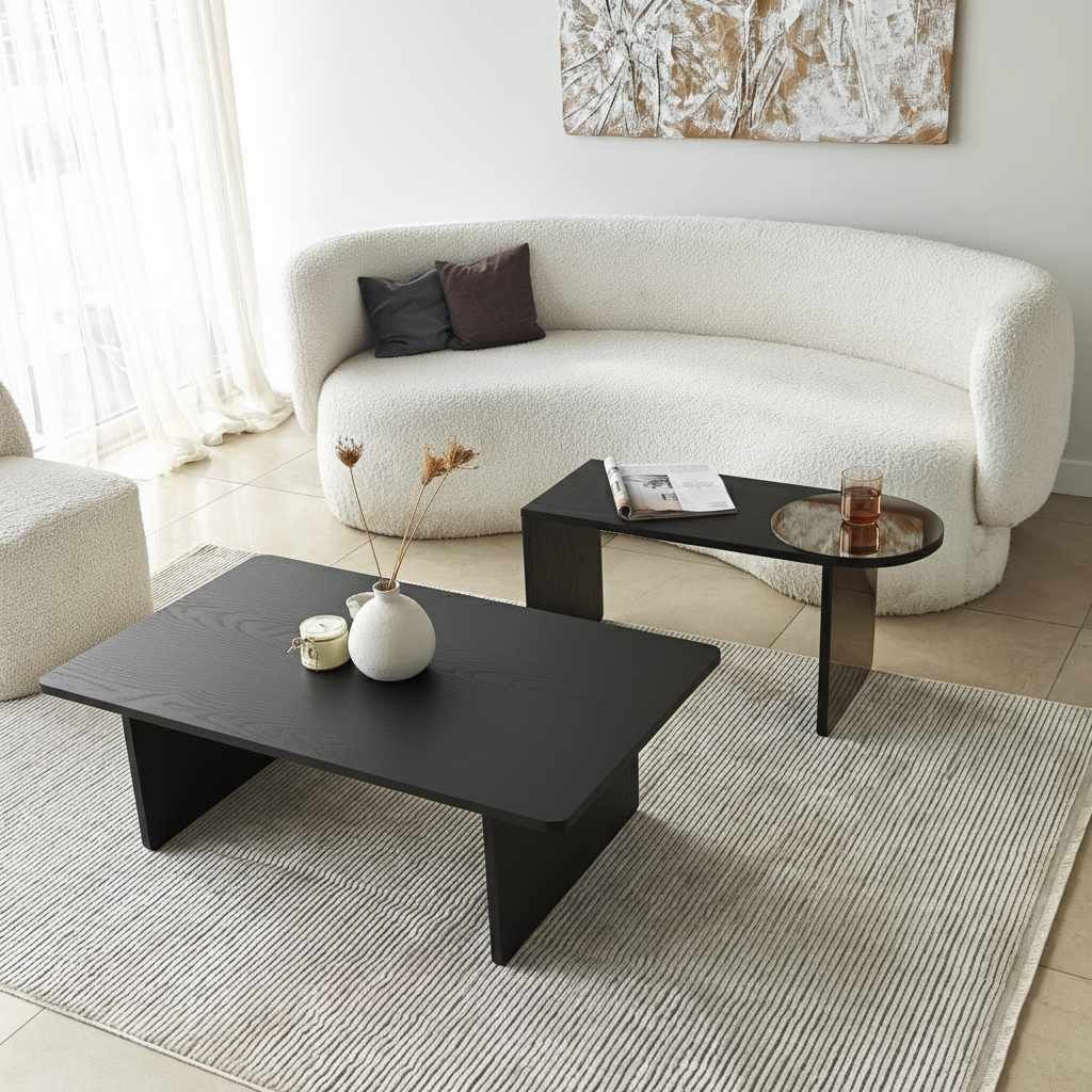Set măsuțe suprapuse, 2 piese Luna, 82 x 40 x 33 cm, PAL melaminat — imaginea 8