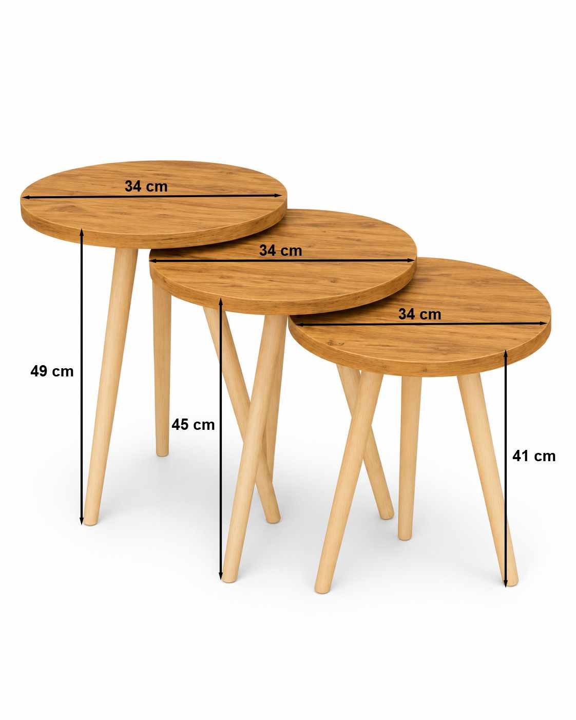 Set măsuțe suprapuse, 3 piese Peka-152, PAL melaminat — imaginea 2