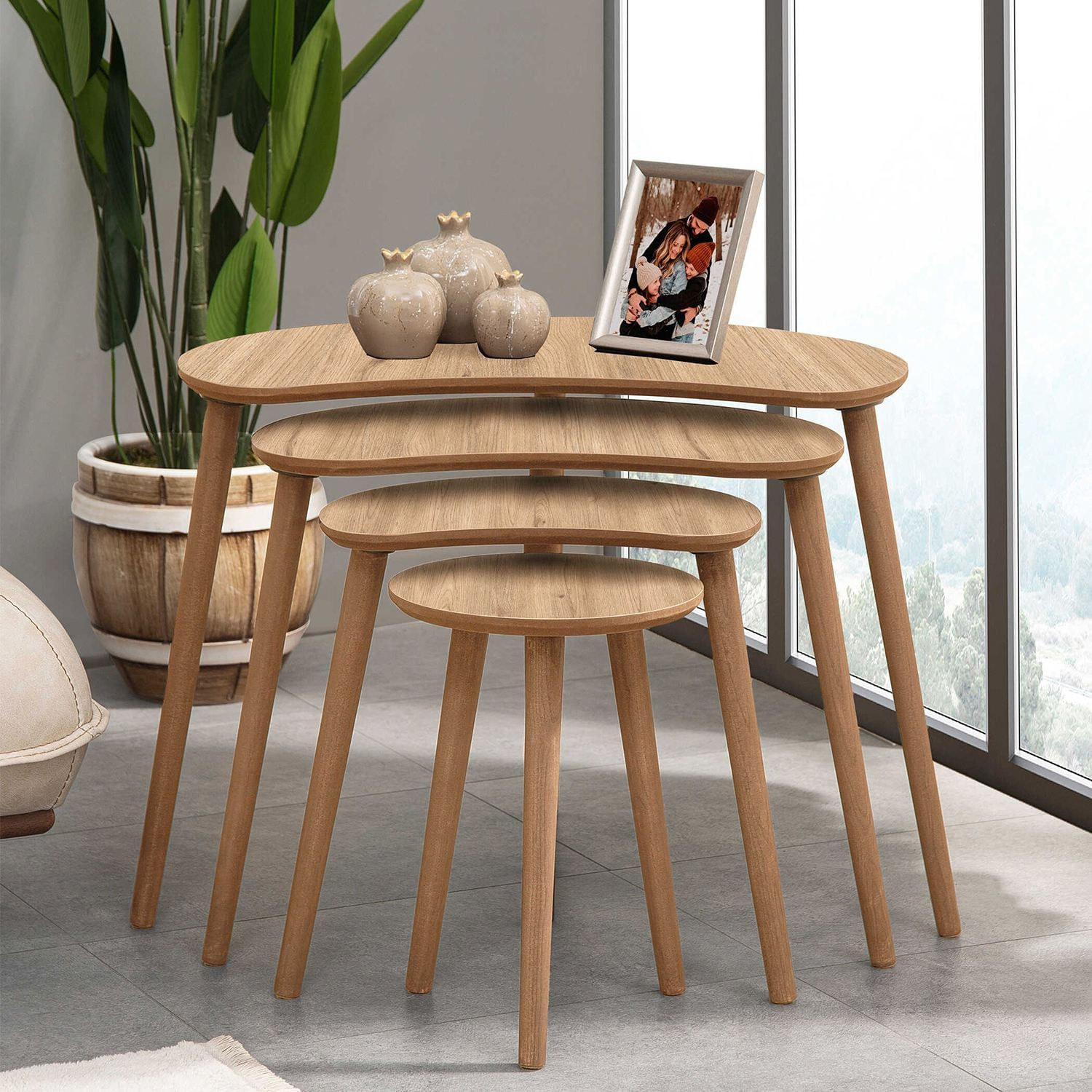 Set măsuțe suprapuse, 4 piese Moon, 40 x 55 x 75 cm, MDF — imaginea 5