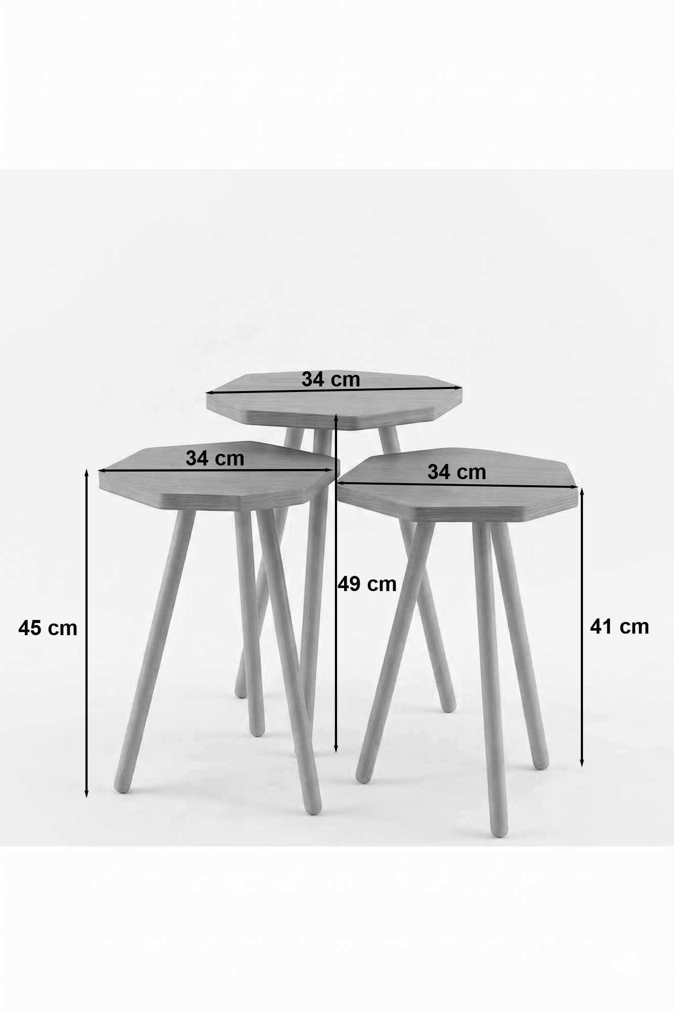 Set măsuțe suprapuse, 3 piese Peka-155, PAL melaminat — imaginea 2