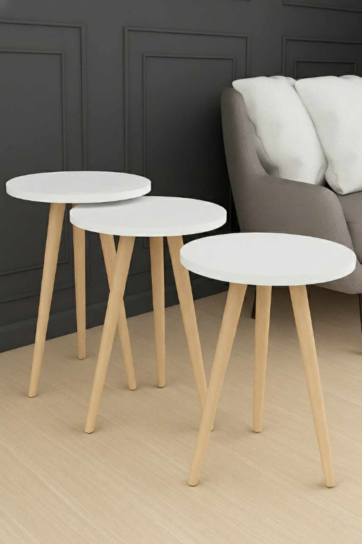 Set măsuțe suprapuse, 3 piese Ck152Ck, PAL melaminat — imaginea 4