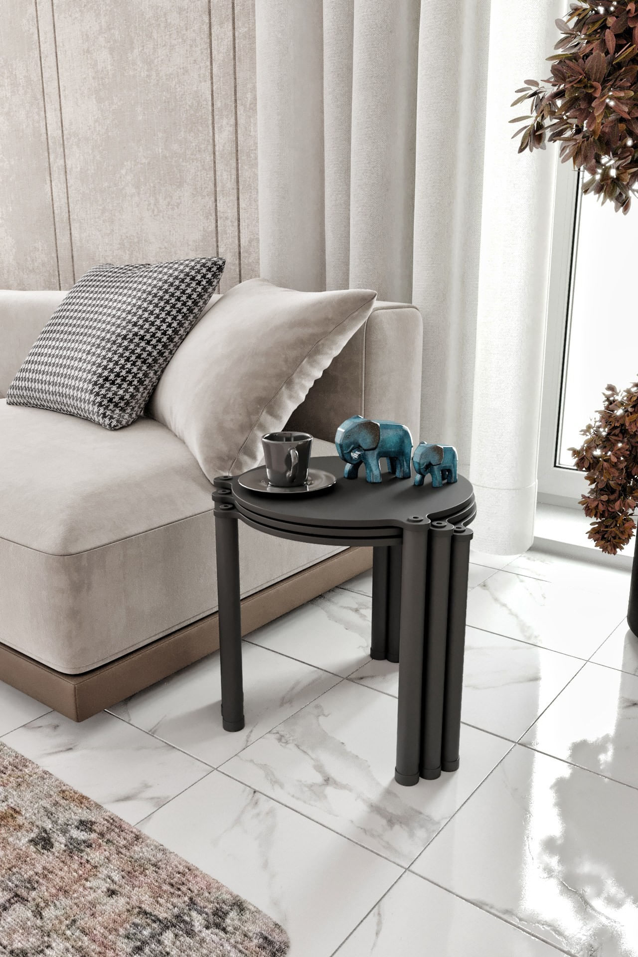 Set masute suprapuse, 3 piese Lavia 3, 34 x 40 x 34 cm, MDF — imaginea 3