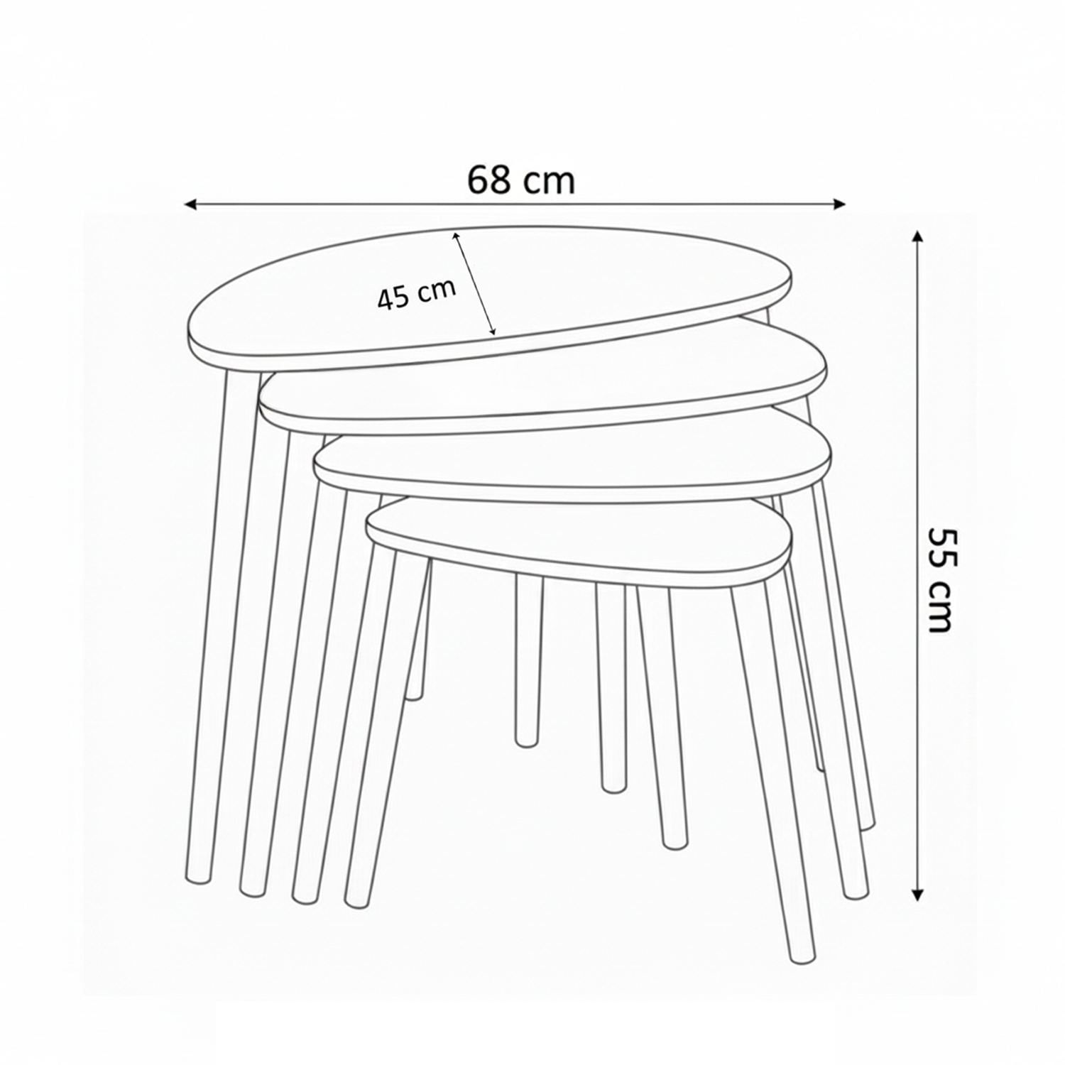 Set măsuțe suprapuse, 4 piese Nora, 68 x 55 x 45 cm, MDF — imaginea 2