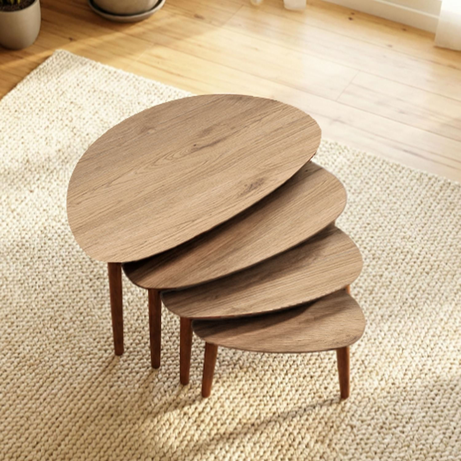 Set măsuțe suprapuse, 4 piese Nora, 68 x 55 x 45 cm, MDF — imaginea 3