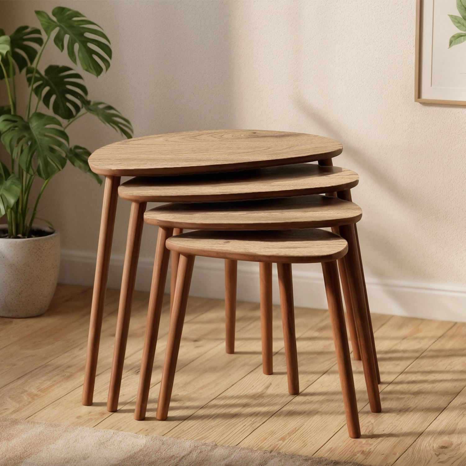 Set măsuțe suprapuse, 4 piese Nora, 68 x 55 x 45 cm, MDF — imaginea 7