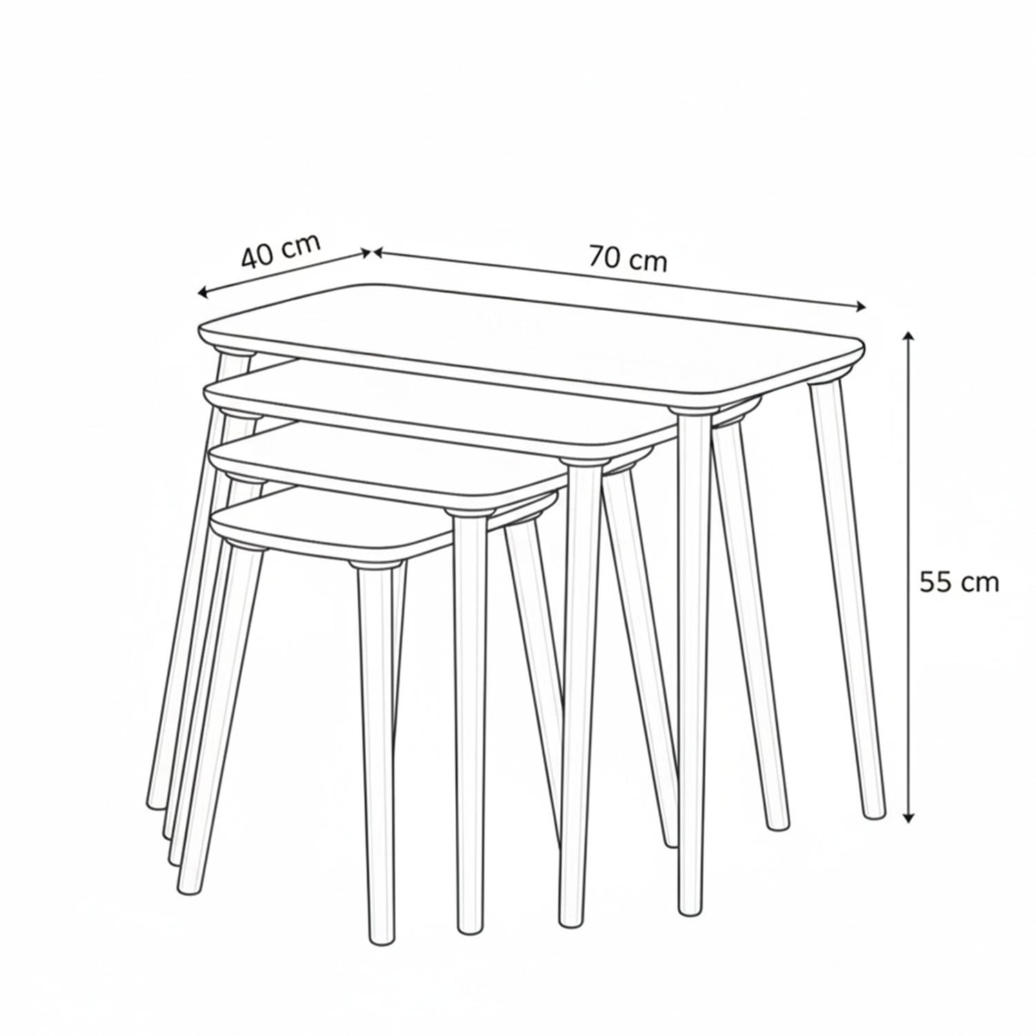Set măsuțe suprapuse, 4 piese Luci, 70 x 55 x 40 cm, MDF — imaginea 2