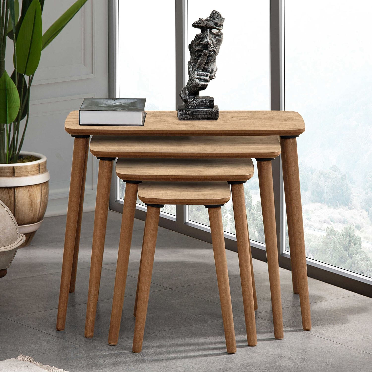 Set măsuțe suprapuse, 4 piese Luci, 70 x 55 x 40 cm, MDF — imaginea 8